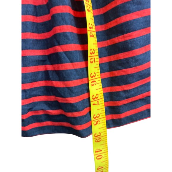 J. Crew Linen Preppy Size 6 Navy & Red Striped Lined Dress With Spaghetti Straps - Picture 4 of 9